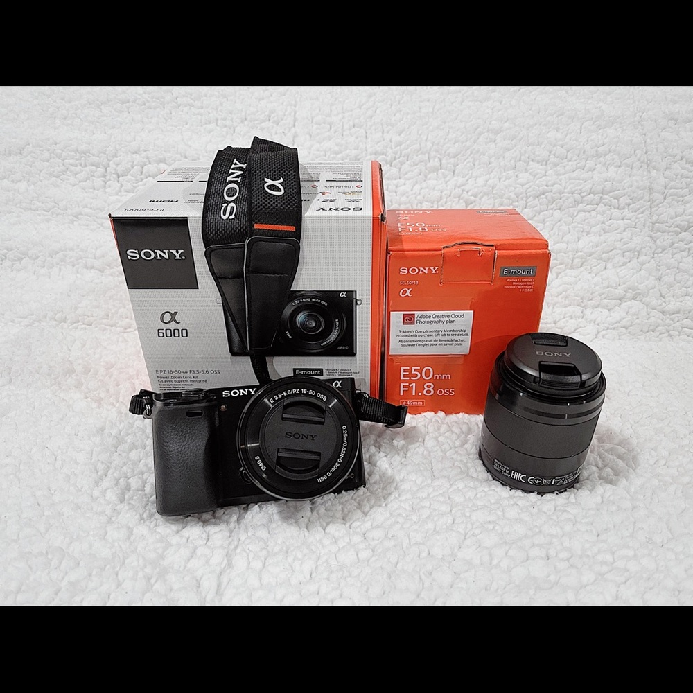 ‼️SOLD‼️Sony Alpha a6000 Mirrorless Camera w/ 16-50mm powerzoom lens & 50mm F1.8